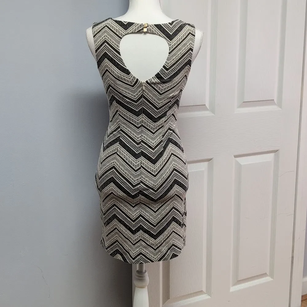 Chelsea & Violet Black and Tan Chevron Tank Dress Size XS